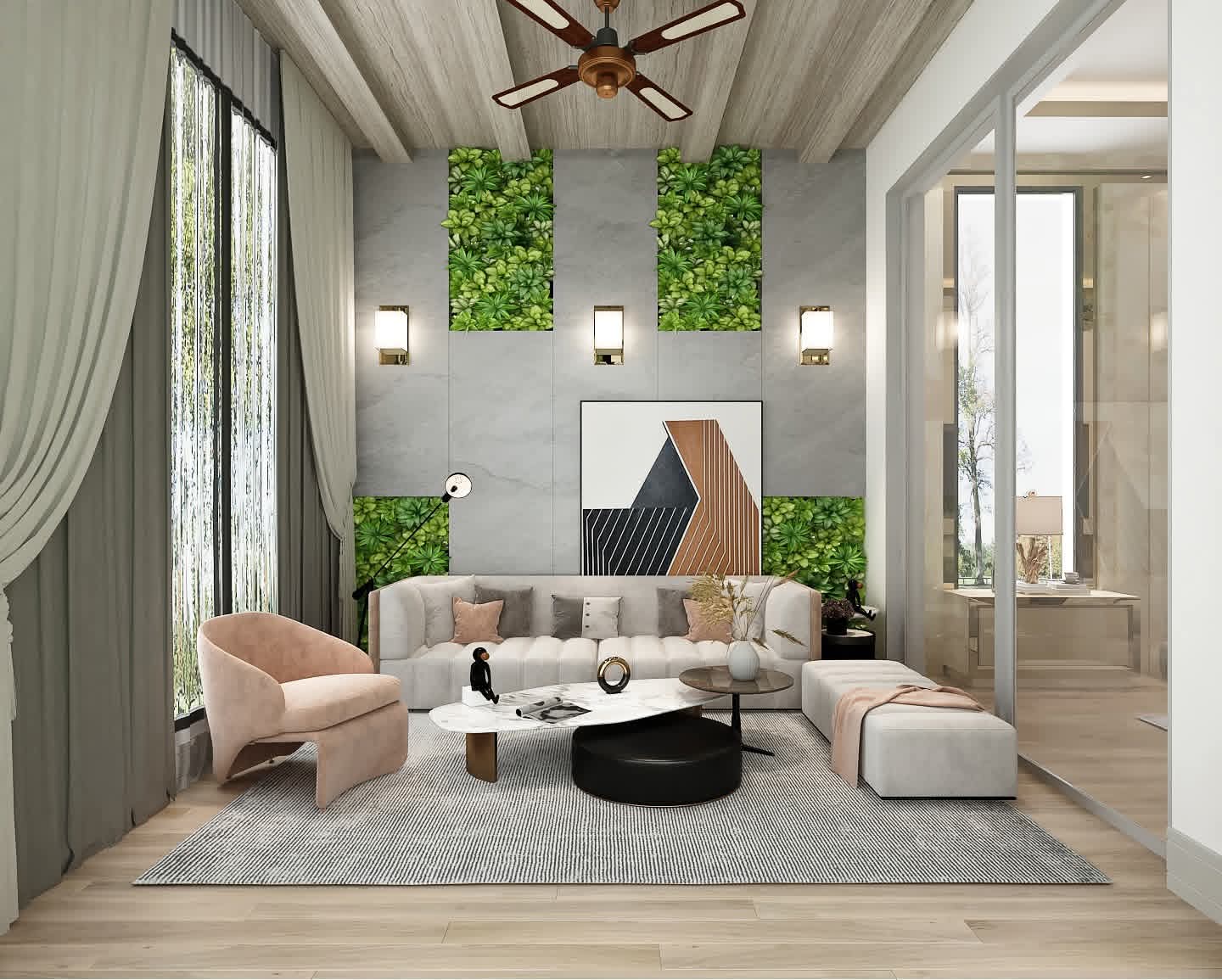 Modern construction site with high-rise building